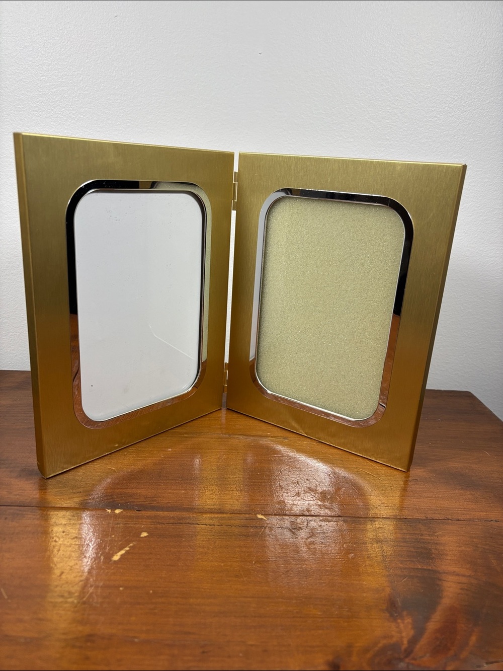 Gold & Silver Metal Double Foldable Picture Frame Home Accents Decor Modern
